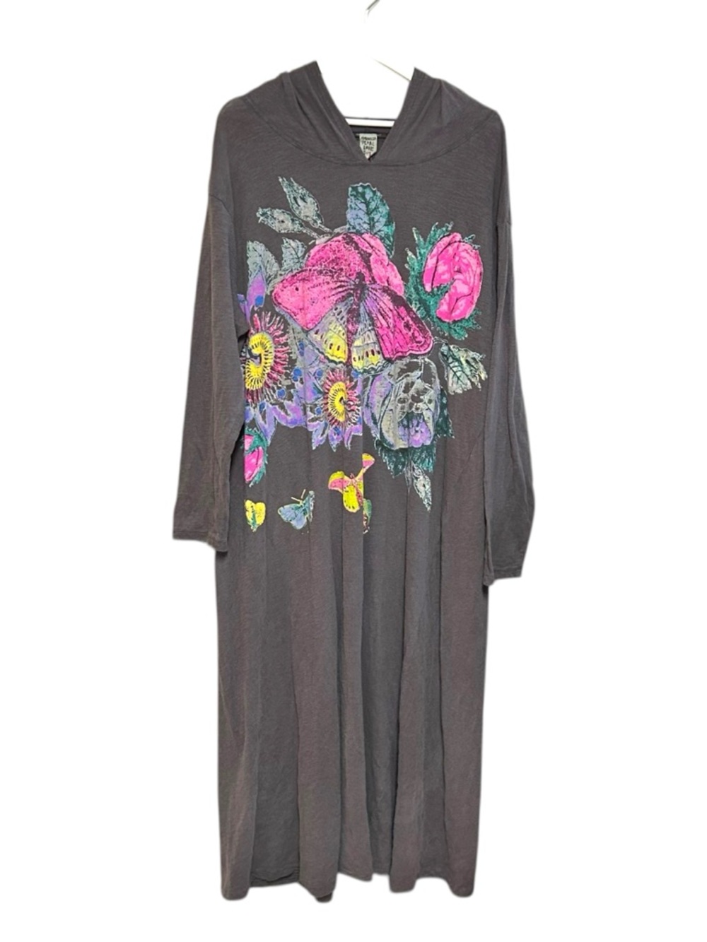 Magnolia Pearl Flor De La Pasion Viggo Hoodie T Dress maxi cotton Gray butterfly - Picture 6 of 13